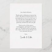 Carte de remerciements photo noir et blanc moderne (Verso)