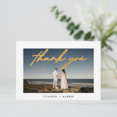 Carte De Remerciements Photo Or de cadre tout simplement élégant (Debout devant)