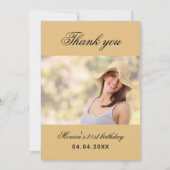 Carte de remerciements photo orange douce d'annive (Devant)