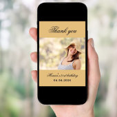 Carte de remerciements photo orange douce d'annive