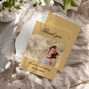 Carte de remerciements photo orange douce d'annive