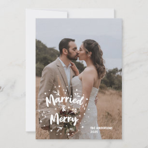 Carte De Remerciements Photo Overlay Marié Merry Newlyly