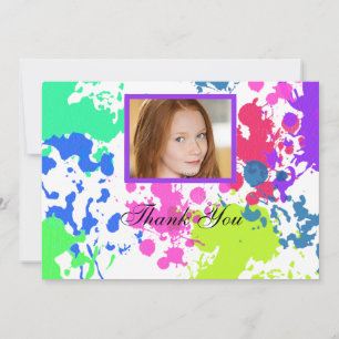 Carte de remerciements photo Paint Splatter Neon