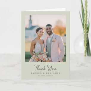 Carte De Remerciements Photo Pastel Vert Romantique