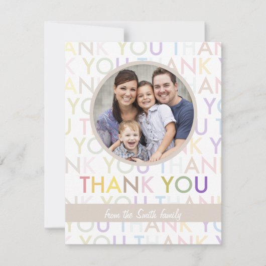 Carte de remerciements photo personnalisable | De  (Devant)