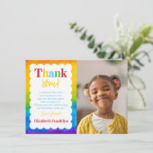 Carte De Remerciements Photo personnalisé d'enfants arc-en-ciel aquarelle (Debout devant)