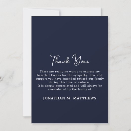 Carte De Remerciements Photo personnalisée du drapeau américain Funéraill (Dos)