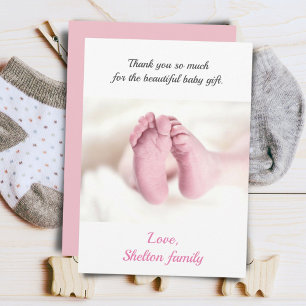 Carte De Remerciements Photo Pink Baby Girl Baby Shower