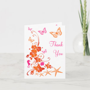 Carte de remerciements PHOTO Pink, Orange, White T