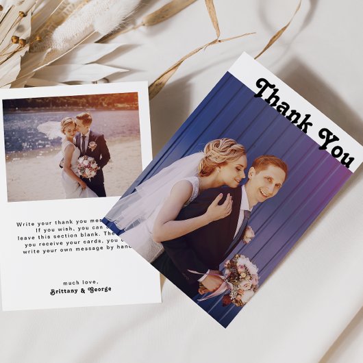 Carte de remerciements photo plat moderne avec let