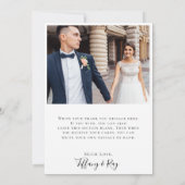 Carte de remerciements photo plat simple et élégan (Dos)