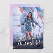 Carte De Remerciements Photo pleine vue arrière aquarelle pastel violet (Devant / Derrière)