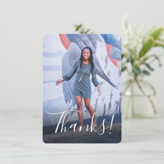 Carte De Remerciements Photo pleine vue arrière aquarelle pastel violet (Debout devant)