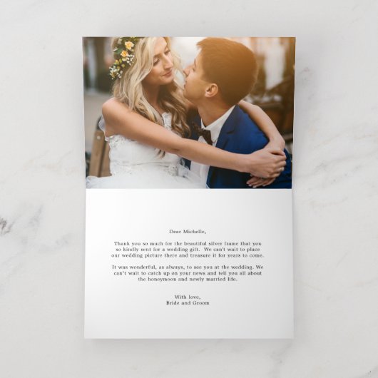 Carte de remerciements photo plié FOIL de charme b (Couchage intérieur)