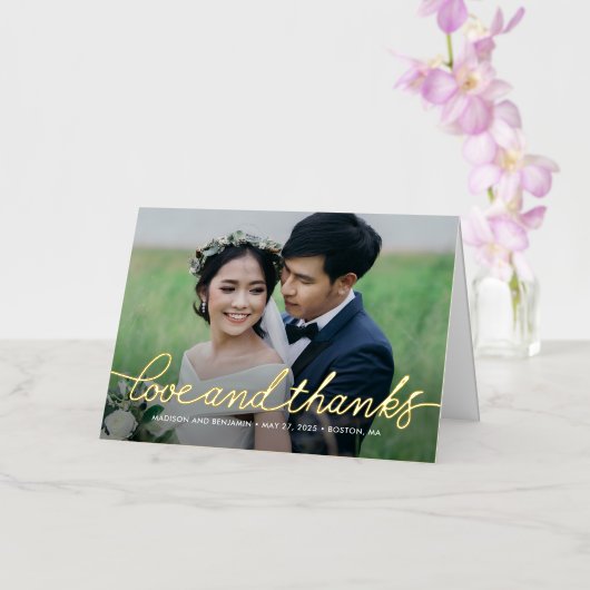 Carte de remerciements photo pliée Darling Script (Orchidée)