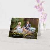 Carte de remerciements photo pliée FOIL de script  (Orchidée)