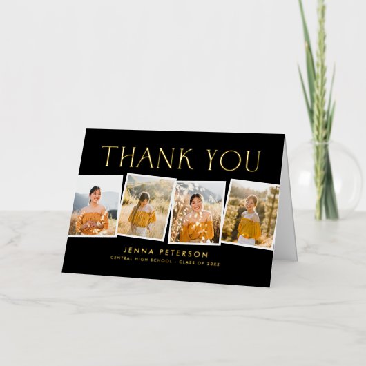 Carte de remerciements photo pliée FOIL pour album (Recto)