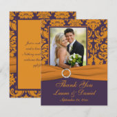 Carte de remerciements photo pourpre et orange Dam (Devant / Derrière)