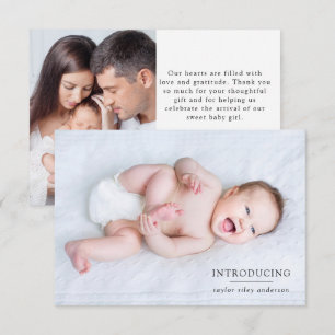 Carte De Remerciements Photo Présentation des statistiques de naissance N