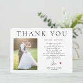 Carte De Remerciements Photo QR code bold typographie mariage (Debout devant)