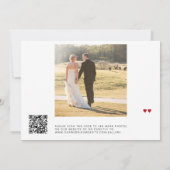 Carte De Remerciements Photo QR code bold typographie mariage (Dos)