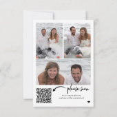 Carte De Remerciements Photo QR code bold typographie mariage (Dos)