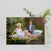 Carte de remerciements photo REAL FOIL Script mode (Debout devant)