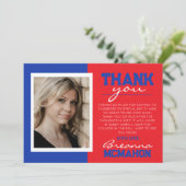 Carte de remerciements photo Red & Blue Graduation (Debout devant)
