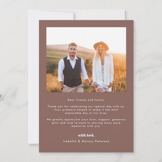 Carte de remerciements photo Retro Boho (Dos)