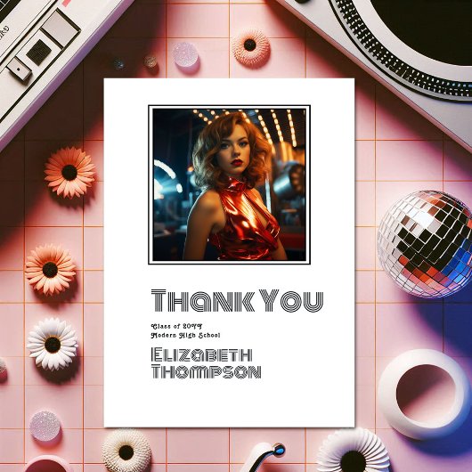 Carte De Remerciements Photo Retro Disco Graduation