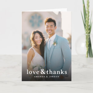 Carte De Remerciements Photo Romantique Bleu Clair Joyeux