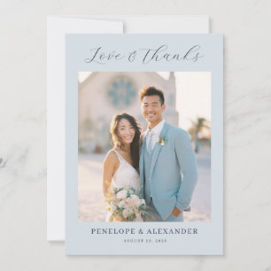 Carte De Remerciements Photo Romantique Bleu Clair Joyeux