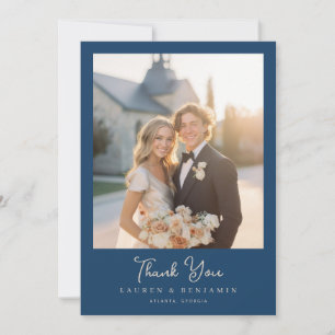 Carte De Remerciements Photo romantique Navy émouvant