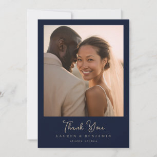 Carte De Remerciements Photo romantique Navy émouvant