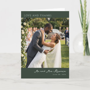 Carte De Remerciements Photo Romantique Vert Joyeux