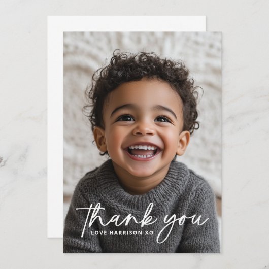 Carte De Remerciements Photo Rond Baptême (Devant / Derrière)