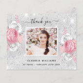 Carte de remerciements photo rose argenté (Dos)