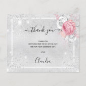 Carte de remerciements photo rose argenté (Devant)