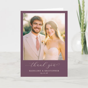 Carte De Remerciements Photo Rose Beige Violet