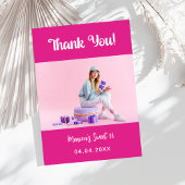 Carte de remerciements photo rose chaud