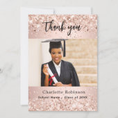 Carte de remerciements photo rose d'or (Devant)