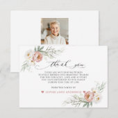 Carte De Remerciements Photo Rose Dusty Fleurs blanches dans la mémoire a (Devant / Derrière)