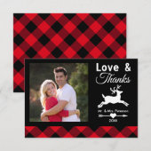 Carte De Remerciements Photo rouge de vacances de plaid de Buffalo (Devant / Derrière)