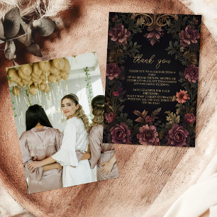 Carte De Remerciements Photo Royal Victorian Floral Gothique Bridal