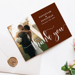 Carte De Remerciements Photo Rust Mariage en terre cuite
