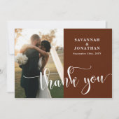 Carte De Remerciements Photo Rust Mariage en terre cuite (Devant)