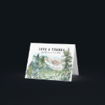 Carte de remerciements photo Rustic Mountain Maria<br><div class="desc">Les cartes magnifiquement conçues font un souffle pour express votre gratitude. Envoyez un remerciement sincère que vous avez envoyé dans cet élégant design montagnard. Personnalisé avec votre photo à l'intérieur (ou retirez-la si vous le souhaitez), ainsi qu'un message préimprimé personnalisé et une signature, ou supprimez pour laisser vide à l'intérieur....</div>