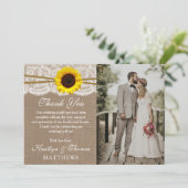 Carte De Remerciements Photo Rustic Sunflower Collection Mariage (Debout devant)