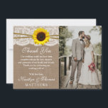 Carte De Remerciements Photo Rustic Sunflower Collection Mariage<br><div class="desc">Remerciez avec style ces cartes de remerciement mariages élégantes et très tendance. Le design est facile à personnaliser avec votre propre texte de remerciement spécial et une photo de votre choix et vos invités seront ravis quand ils recevront ces fabuleuses cartes de remerciement. Les éléments mariages correspondants se trouvent dans...</div>