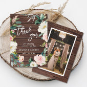 Carte de remerciements photo Rustic Wood Floral